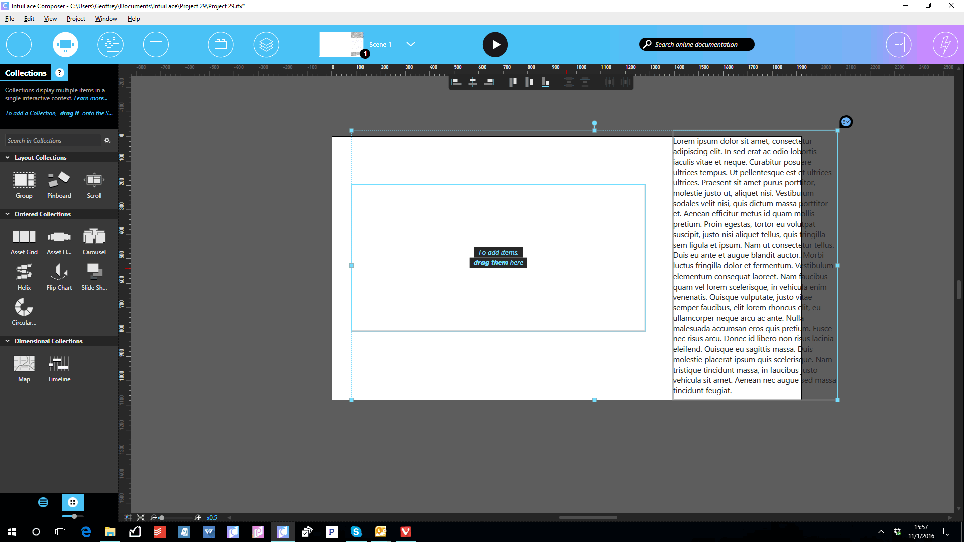 in scapple resizing a whole board text photos
